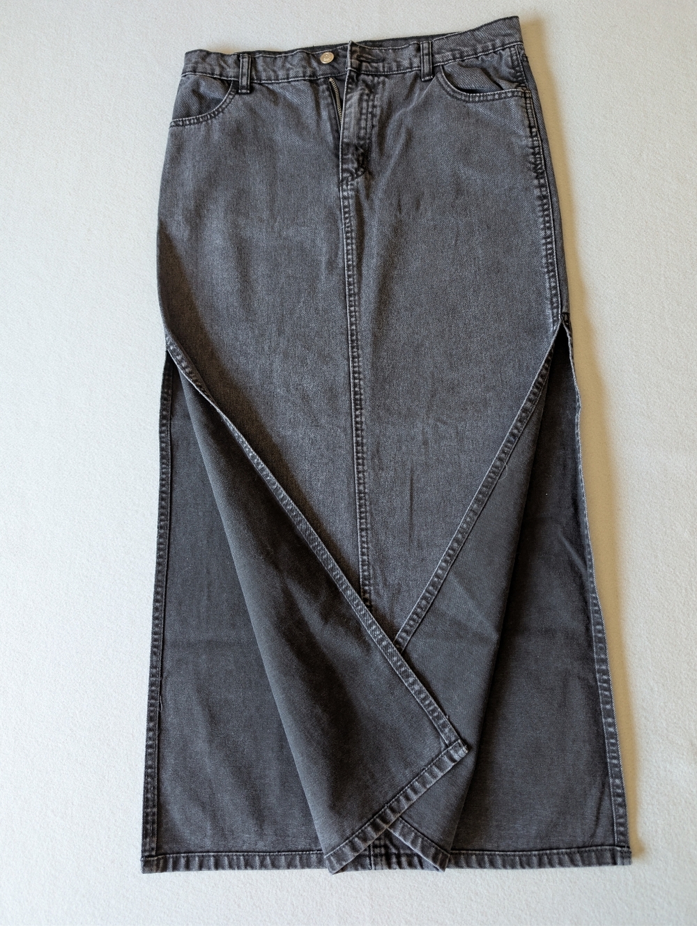 Alt Emo Y2K Punk Indie Sleaze Acid Wash Denim Midi Skirt Sz S 100% Cotton Slit image 2